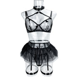 Love Embroidered Bra Garter Three-piece Underwear