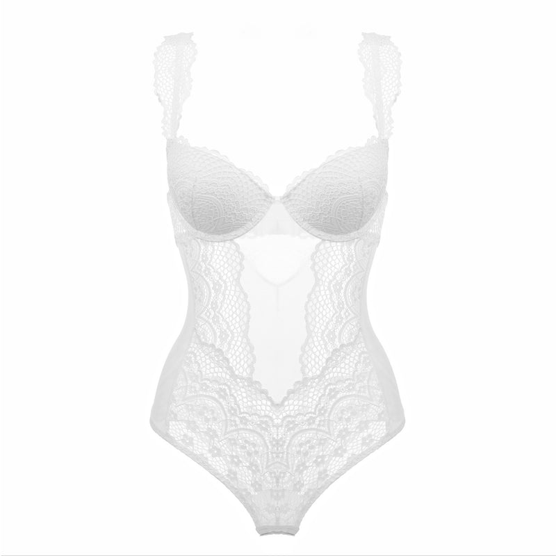 New Fashion Glamour Lace Translucent Ladies Bodysuit