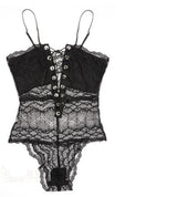 Erotic Lingerie Lace Temptation  File Hollow Jumpsuit